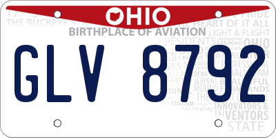 OH license plate GLV8792