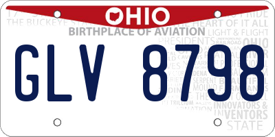 OH license plate GLV8798