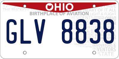 OH license plate GLV8838