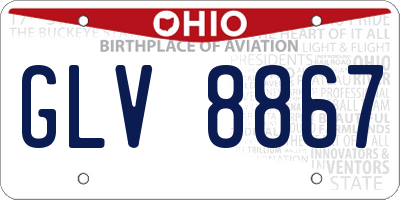 OH license plate GLV8867