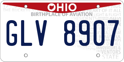 OH license plate GLV8907