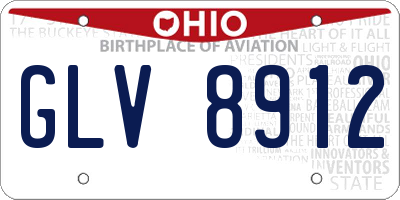 OH license plate GLV8912