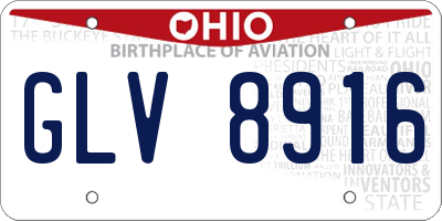 OH license plate GLV8916
