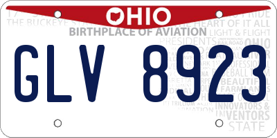 OH license plate GLV8923