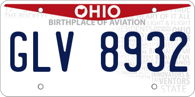 OH license plate GLV8932