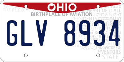 OH license plate GLV8934