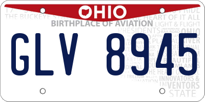 OH license plate GLV8945