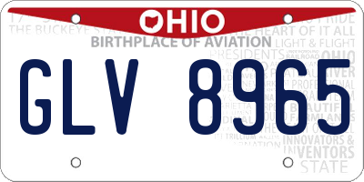 OH license plate GLV8965
