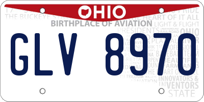 OH license plate GLV8970