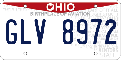 OH license plate GLV8972