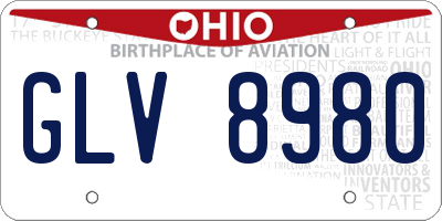 OH license plate GLV8980