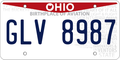 OH license plate GLV8987