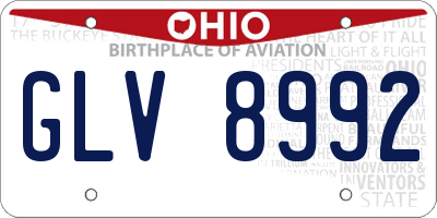 OH license plate GLV8992