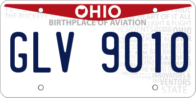 OH license plate GLV9010
