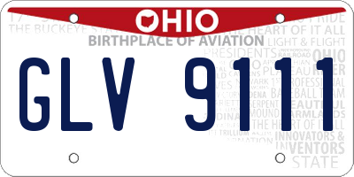 OH license plate GLV9111