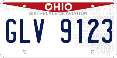 OH license plate GLV9123