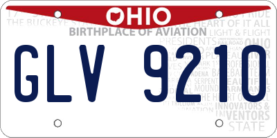 OH license plate GLV9210