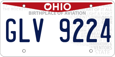 OH license plate GLV9224