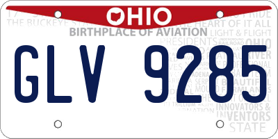 OH license plate GLV9285