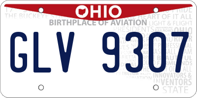 OH license plate GLV9307