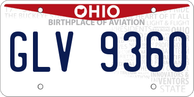 OH license plate GLV9360