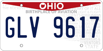 OH license plate GLV9617