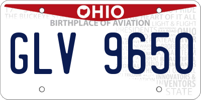 OH license plate GLV9650