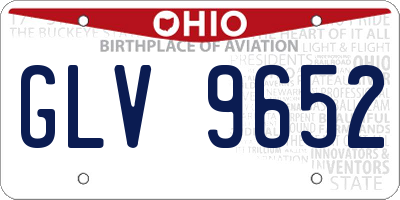 OH license plate GLV9652