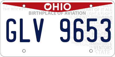 OH license plate GLV9653