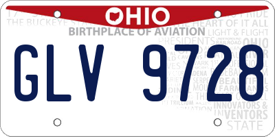 OH license plate GLV9728