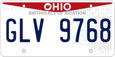 OH license plate GLV9768