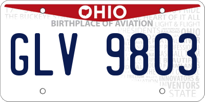 OH license plate GLV9803