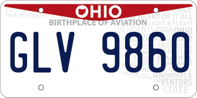 OH license plate GLV9860