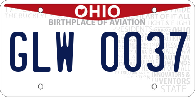 OH license plate GLW0037