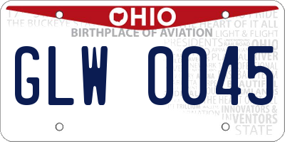 OH license plate GLW0045
