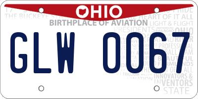 OH license plate GLW0067