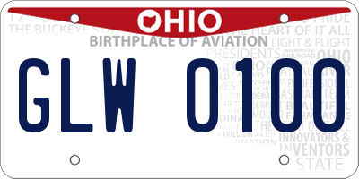 OH license plate GLW0100