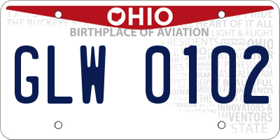 OH license plate GLW0102