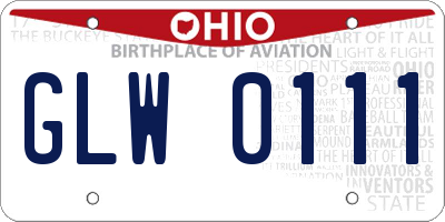 OH license plate GLW0111
