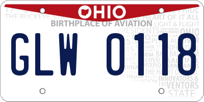 OH license plate GLW0118