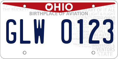 OH license plate GLW0123