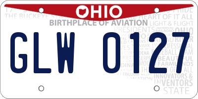 OH license plate GLW0127