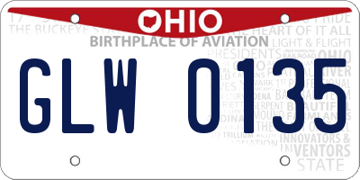 OH license plate GLW0135