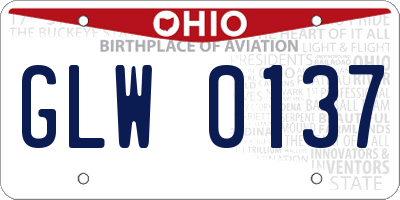 OH license plate GLW0137