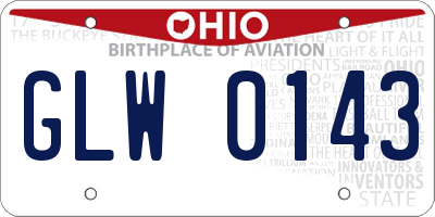 OH license plate GLW0143