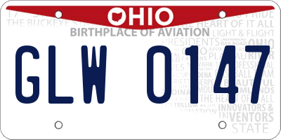 OH license plate GLW0147