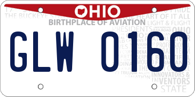 OH license plate GLW0160
