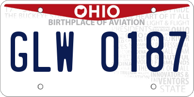 OH license plate GLW0187
