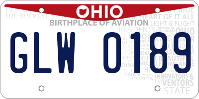 OH license plate GLW0189