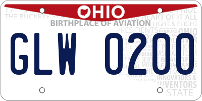 OH license plate GLW0200